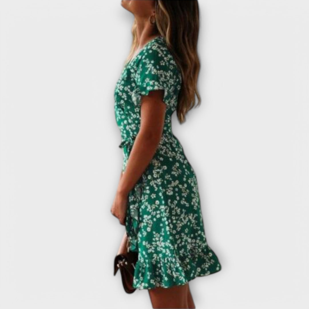 Dalila - Green Short Bohemian Dress