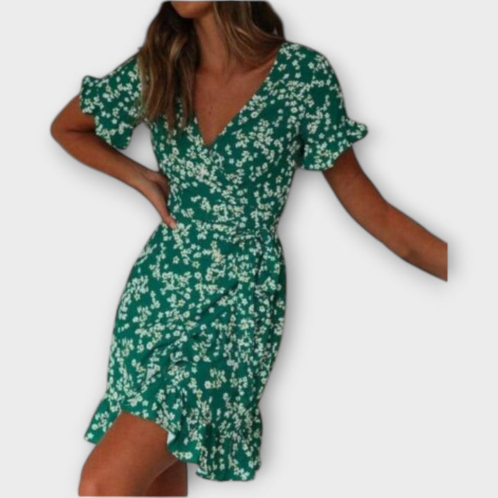 Dalila - Green Short Bohemian Dress
