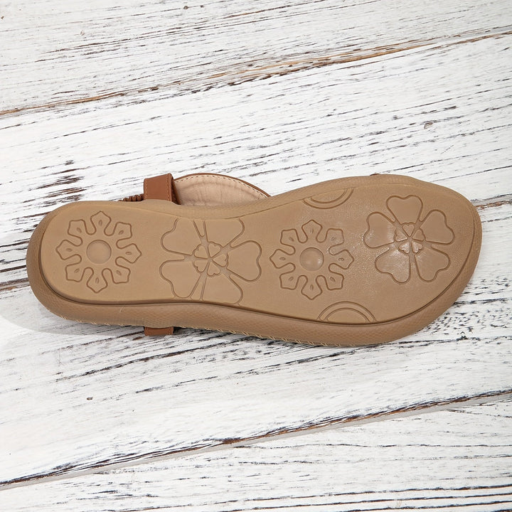 Sandalia plana boho con cuentas para mujer