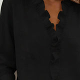 Vera | Blusa con Volantes, Escote en V y Mangas Largas