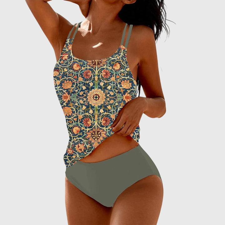 Bañador de una pieza estampado con aberturas laterales para mujer