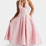 Vestido Midi Elegante con Corsé y Espalda Abierta