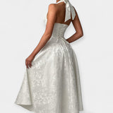 Vestido Midi Elegante con Corsé y Espalda Abierta