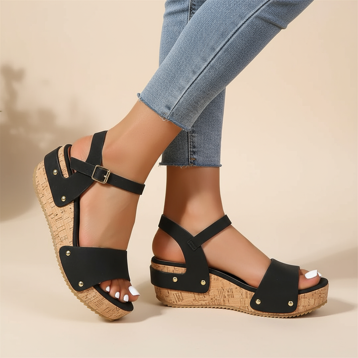 Sandalia de plataforma con tobillera para mujer