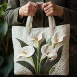 Bolso Artesanal Acolchado - Lirios Blancos