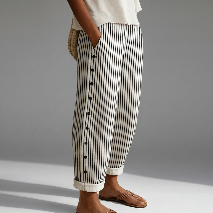 Caitlin™ Pantalón de Rayas con Botones