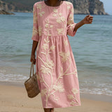 Paula - Vestido Midi con Estampado de Plantas y Flores