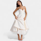 Vestido Midi Elegante de Tul con Bolsillos Ocultos