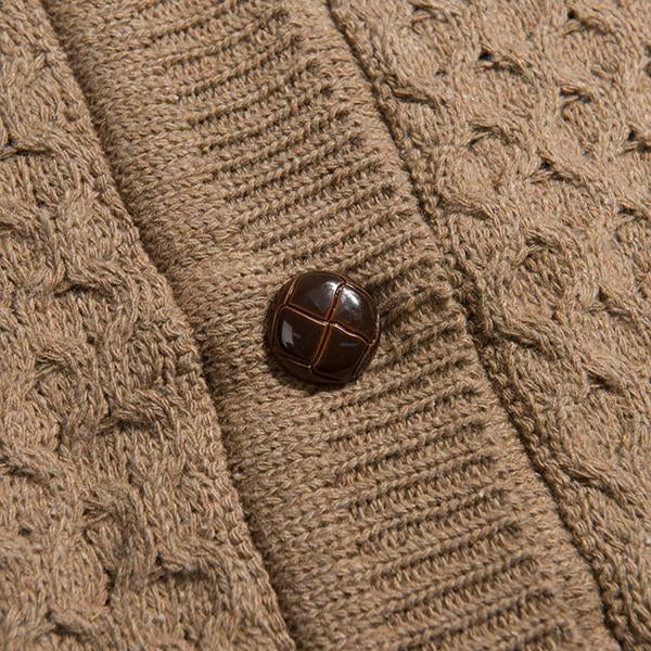 Men's V-Neck Twisted Knit Single-Breasted Vest - Style 41270854M