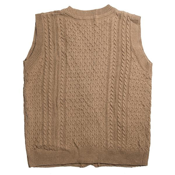 Men's V-Neck Twisted Knit Single-Breasted Vest - Style 41270854M