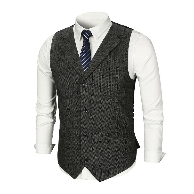 Men's Slim Fit Vintage Lapel Single Breasted Suit Vest - Style 38261597M