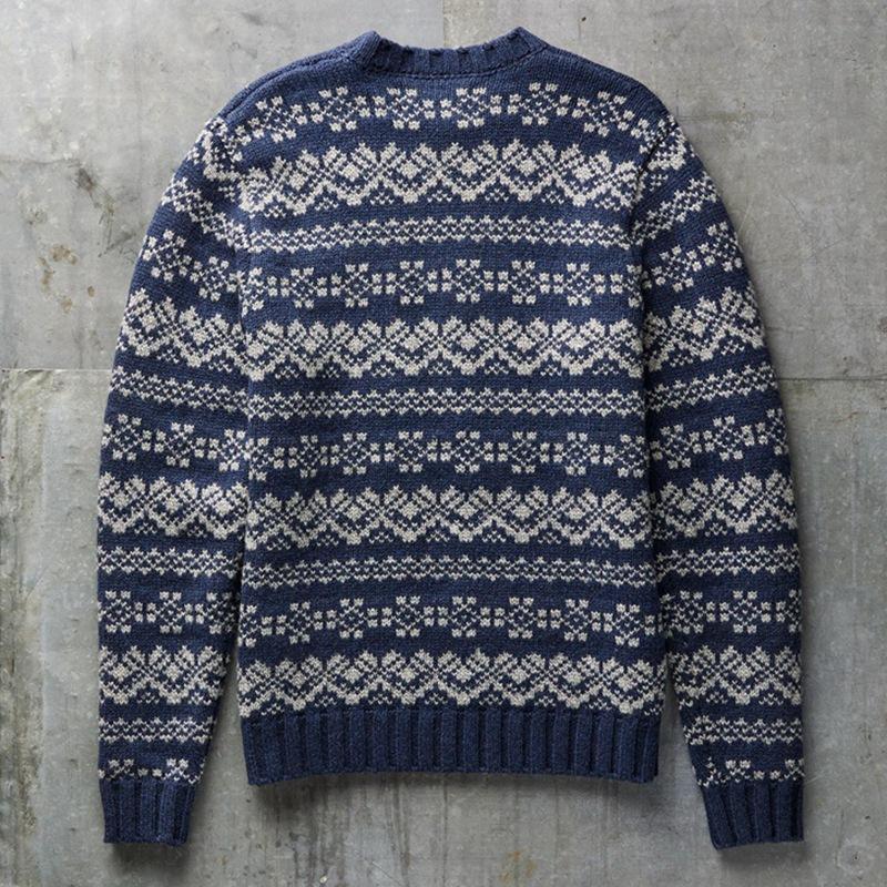 Men's Jacquard Long Sleeve Pullover Sweater