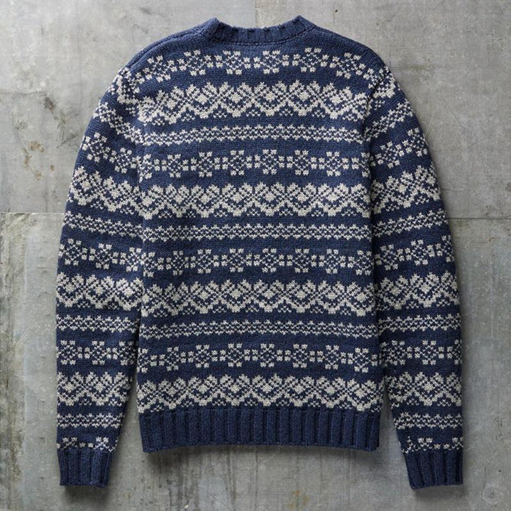Men's Jacquard Long Sleeve Pullover Sweater
