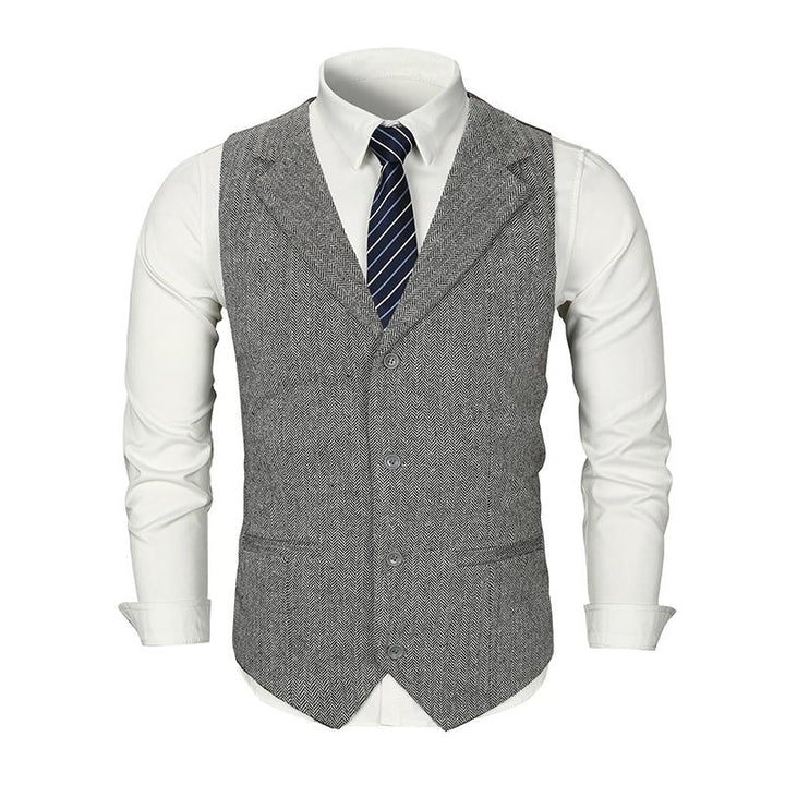 Men's Slim Fit Vintage Lapel Single Breasted Suit Vest - Style 38261597M