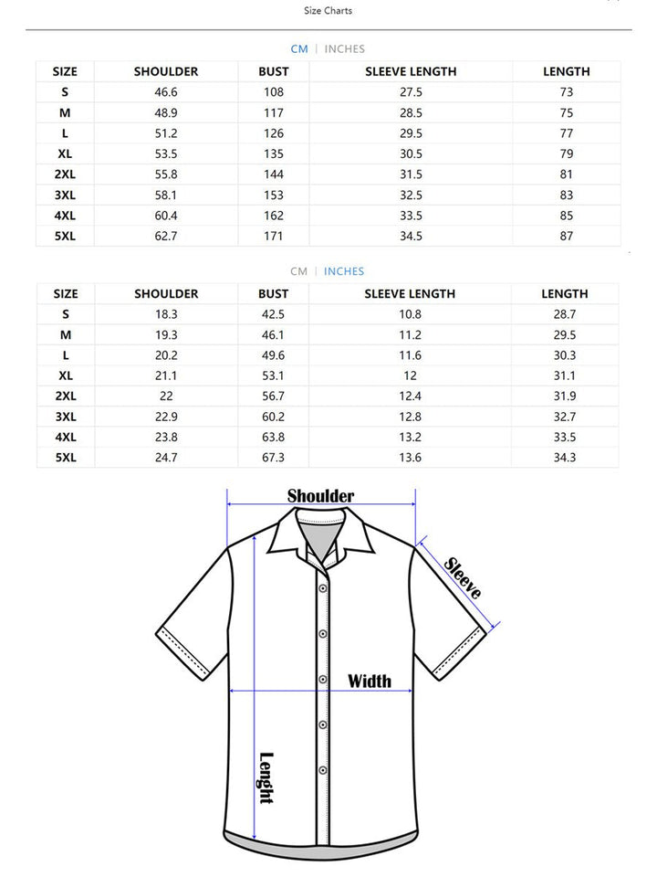 Men's Retro Wolf Print Short Sleeve Shirt with Lapel - Style 87871911M