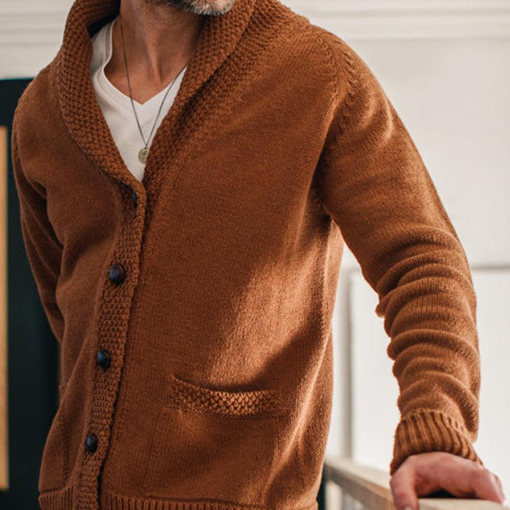 Men's Classic Solid Color Single-Breasted Knit Cardigan Jacket - Style 28640705X