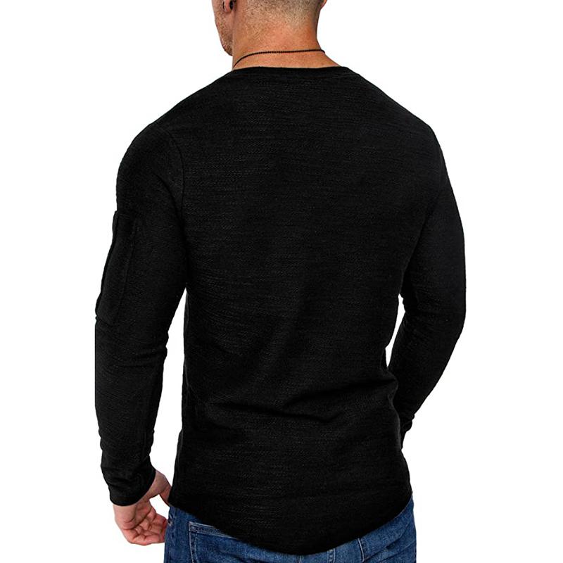 Men's Long Sleeve Crew Neck T-Shirt with Zip Pocket - Style 56507368X