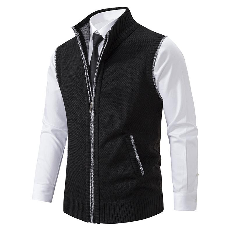 Men's Sleeveless Knitted Fleece Vest with Stand Collar (Shirt Not Included) 07402474X