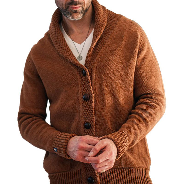 Men's Classic Solid Color Single-Breasted Knit Cardigan Jacket - Style 28640705X