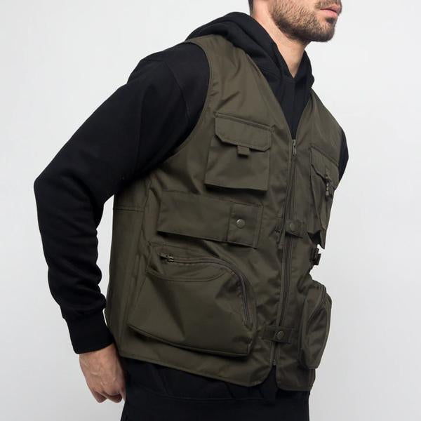 Men's Quick-Dry V-Neck Vest with Multiple Pockets - Model MD111
