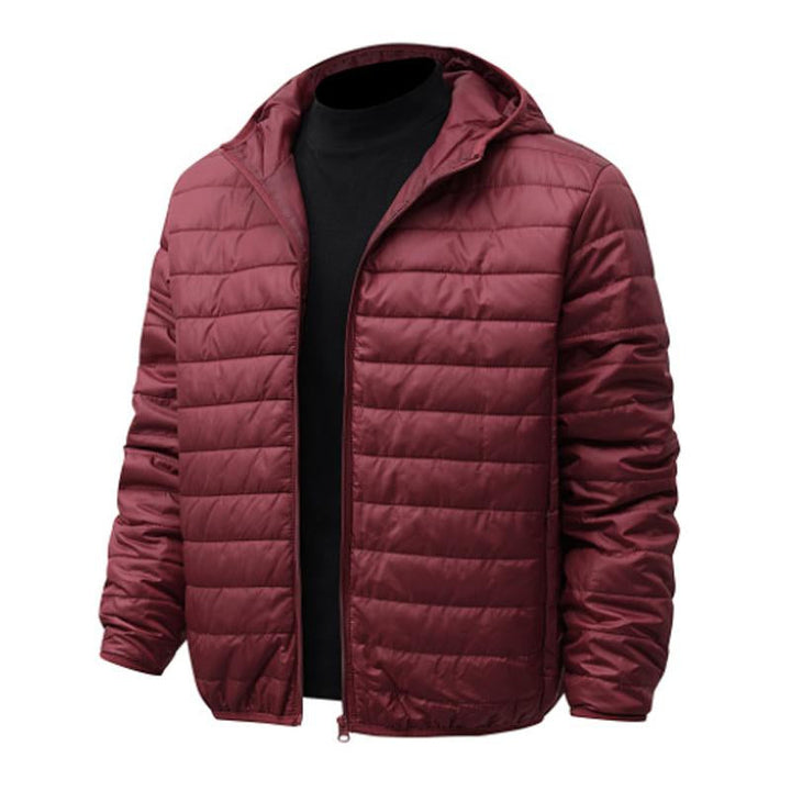Men's Casual Hooded Short Cotton Jacket in Solid Color - Style 22653239X