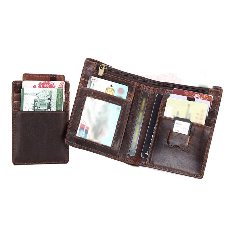 Men's Vintage Leather Wallet with Large Capacity for SIM Cards - Model 98597500Y
