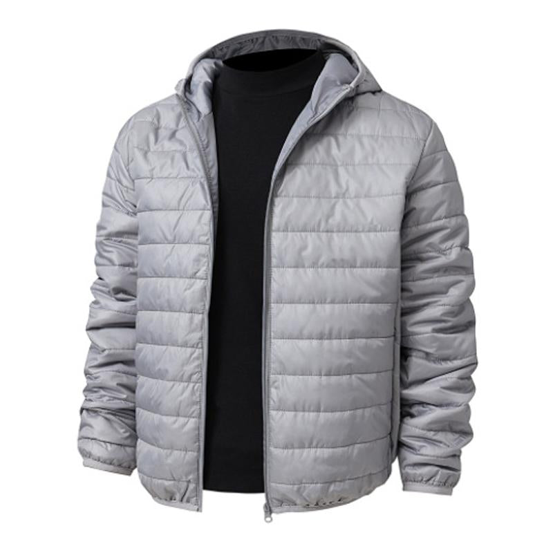 Men's Casual Hooded Short Cotton Jacket in Solid Color - Style 22653239X