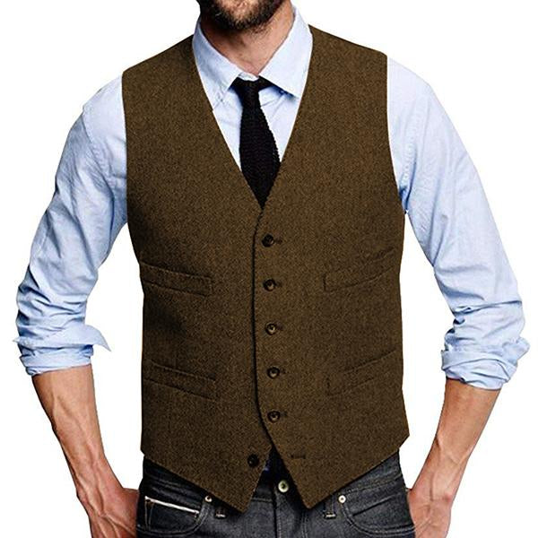 Men's Classic Vintage Single-Breasted Suit Vest - Style 09712922M
