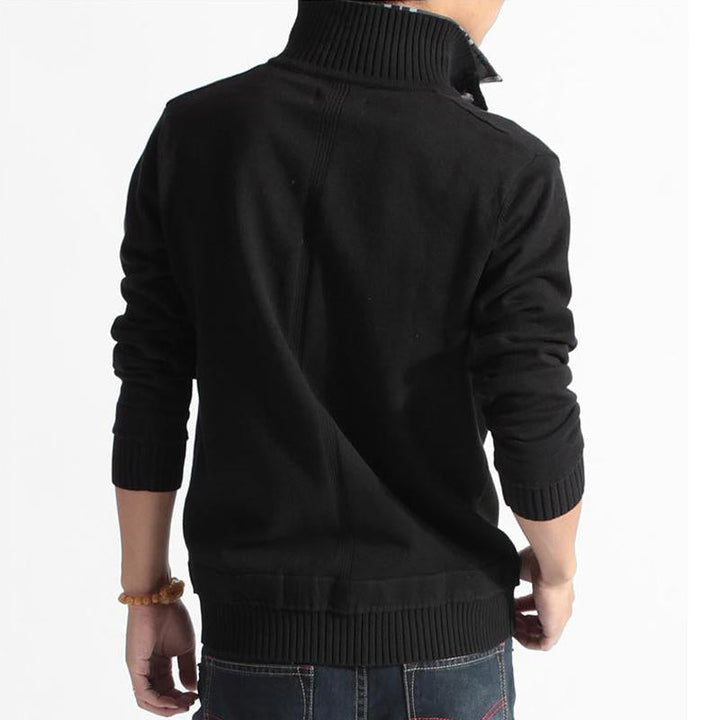 Men's Solid Color Stand Collar Pullover Sweater - Style 81711636X