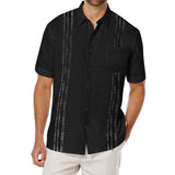 Camisa de lino de manga corta bordada para hombre
