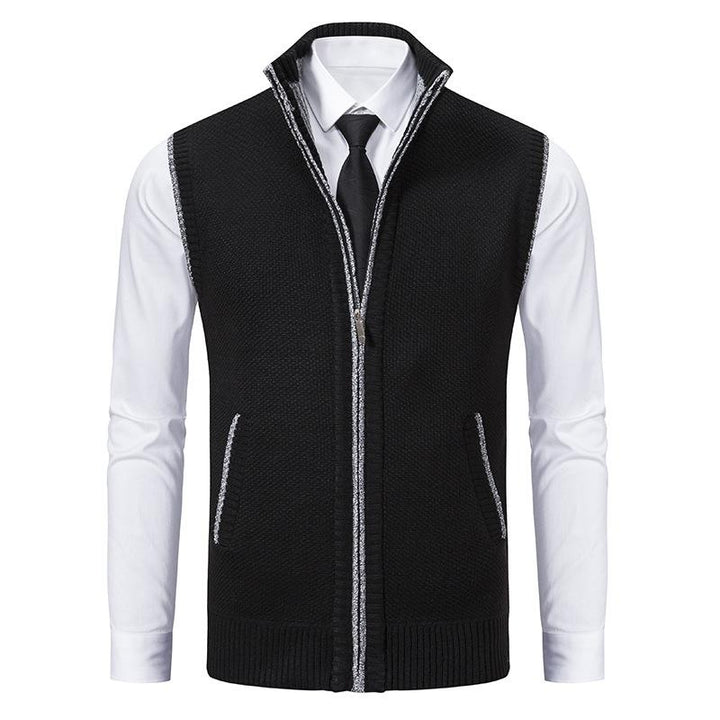 Men's Sleeveless Knitted Fleece Vest with Stand Collar (Shirt Not Included) 07402474X