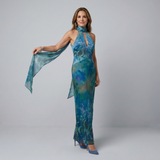 Isabel | Vestido Maxi Sin Mangas con Cuello Halter y Abertura
