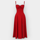 Vestido Midi Elegante con Corsé Estructurado