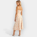Vestido Midi Elegante con Corsé Estructurado