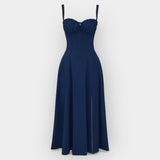 Vestido Midi Elegante con Corsé Estructurado