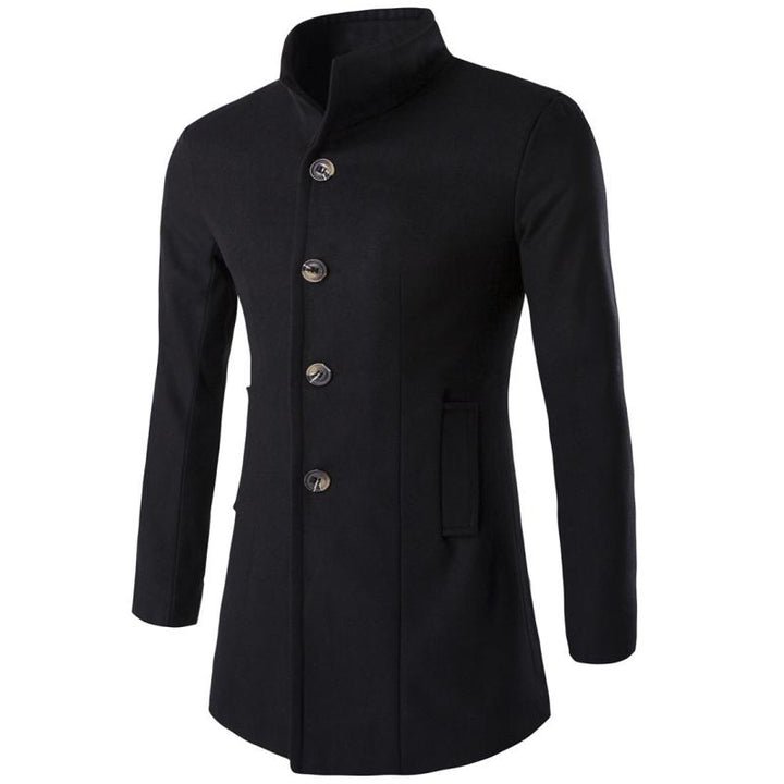 Men's Single Breasted Stand Collar Coat - Style 63921145Z