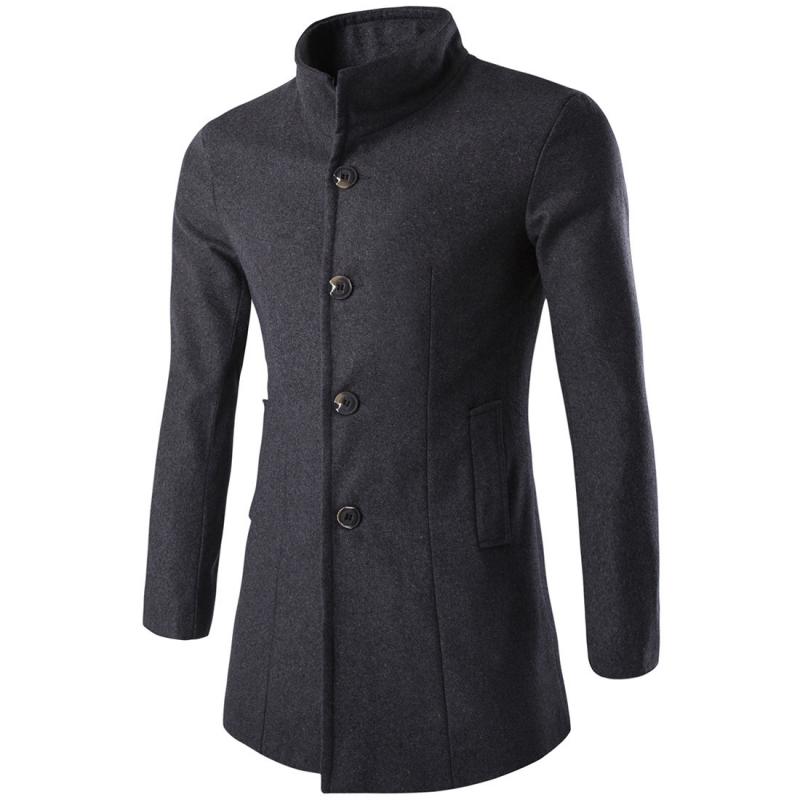 Men's Single Breasted Stand Collar Coat - Style 63921145Z