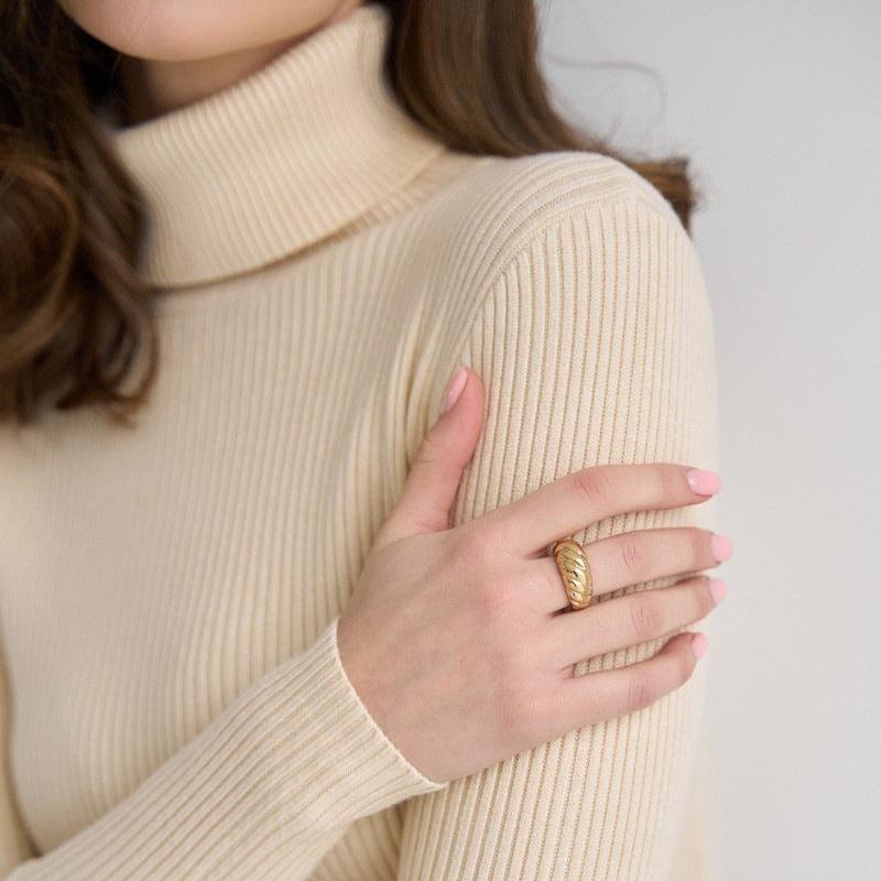 MAEVA™ - Textured Turtleneck Knit Sweater